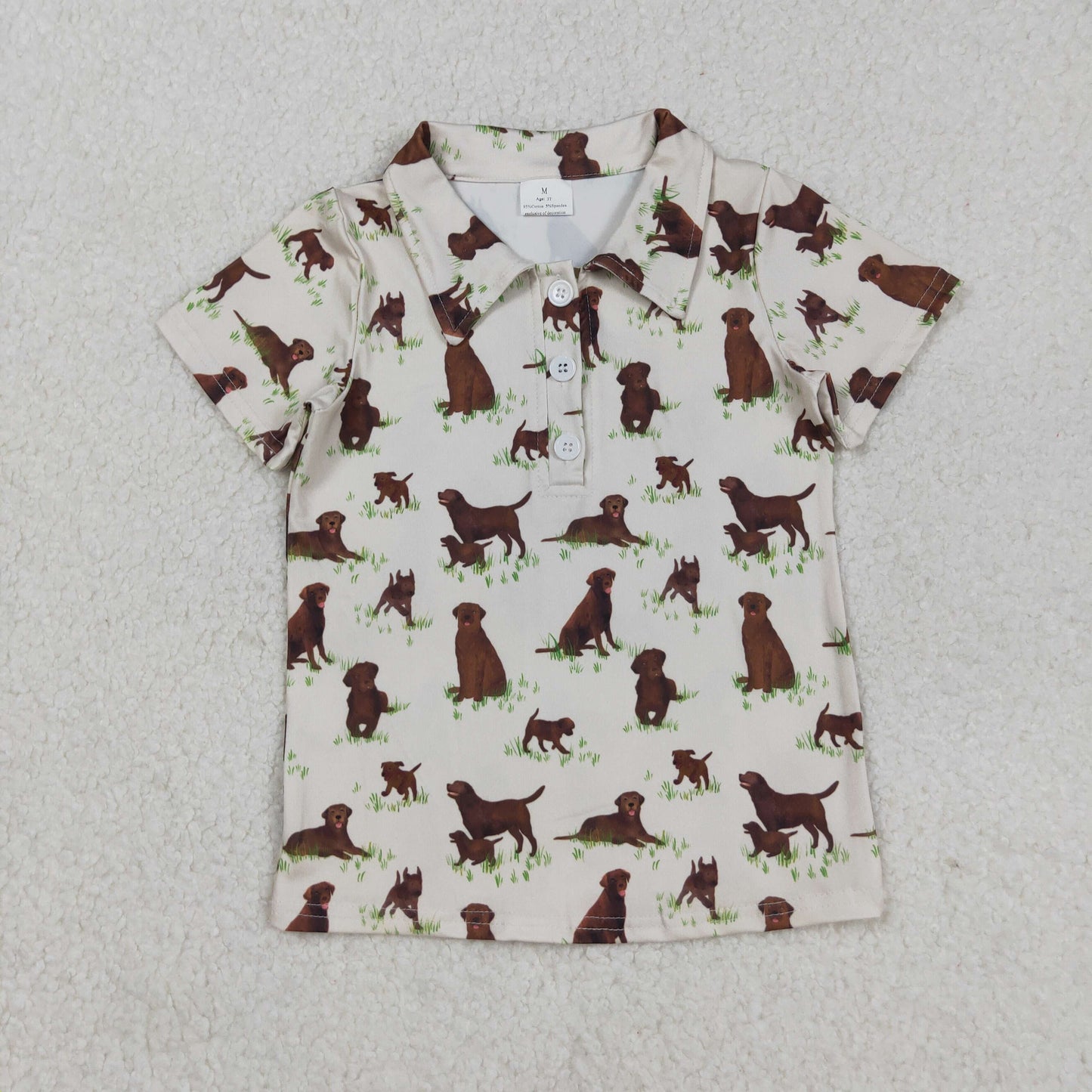BT1299 Baby Boys Dogs Plaid Button Southern Polo Shirts Top