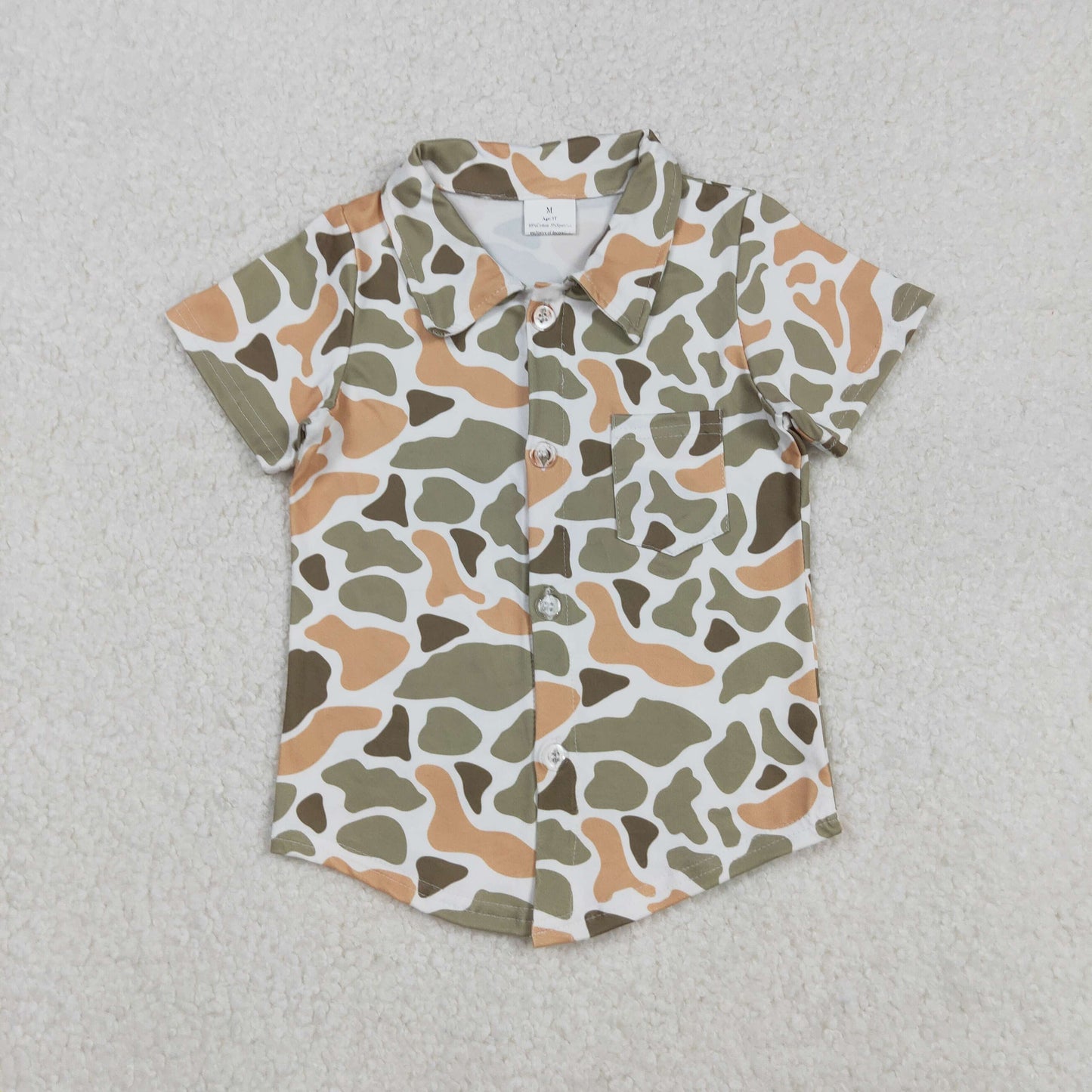 Sibling Baby Boys Green Orange Camo Southern Pajamas Button Shirts Hoodies Top