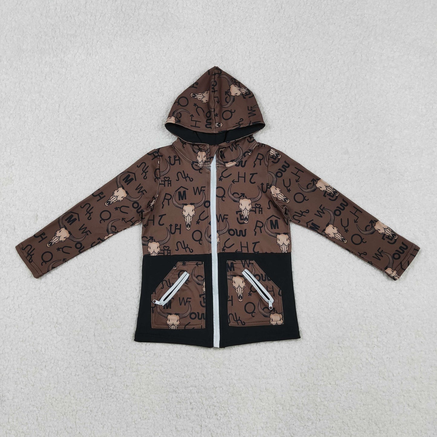 Sibling Baby Boys Bull Skulls Deer Camo Pockets Zipper Hoodies Jackets Tops