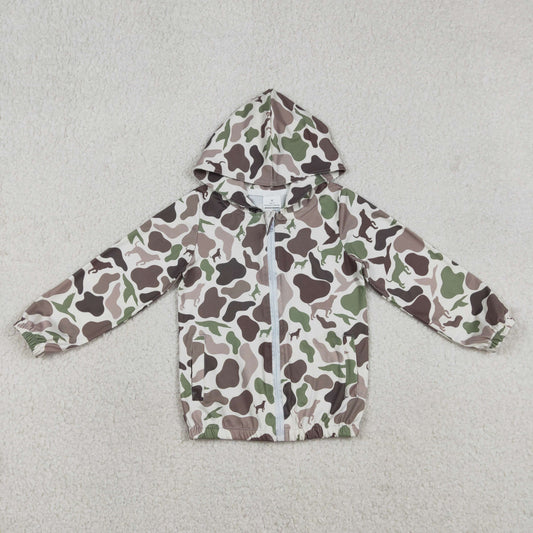 BT1343 Baby Boys Southern Hunting Duck Dogs Camo Pockets Zipper Hoodie Jackets Top
