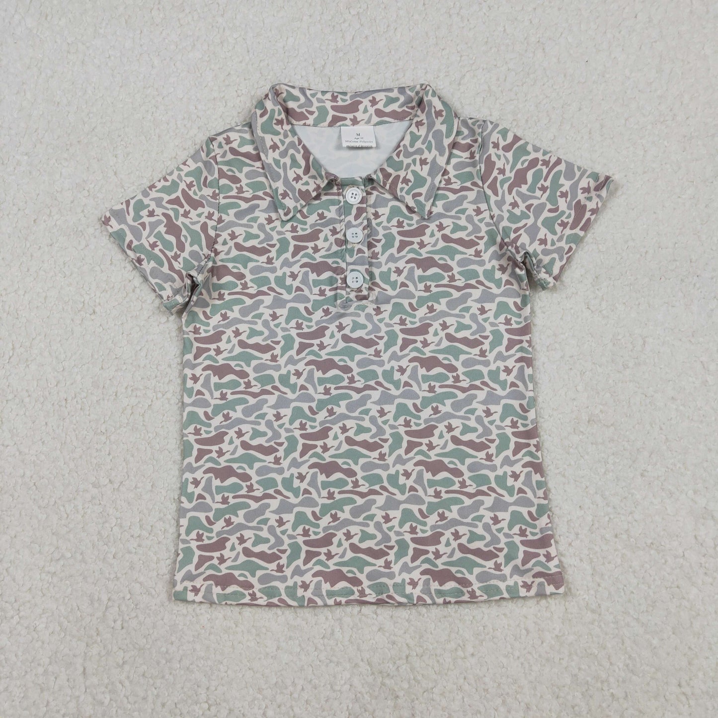 BT1354 Baby Boys Short Sleeve Southern Ducks Camo Button Polo Shirts Top