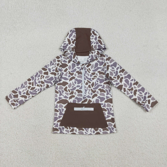 BT1384 Baby Boys Southern Khaki Camo Pockets Zipper Hunting Hoodies Top
