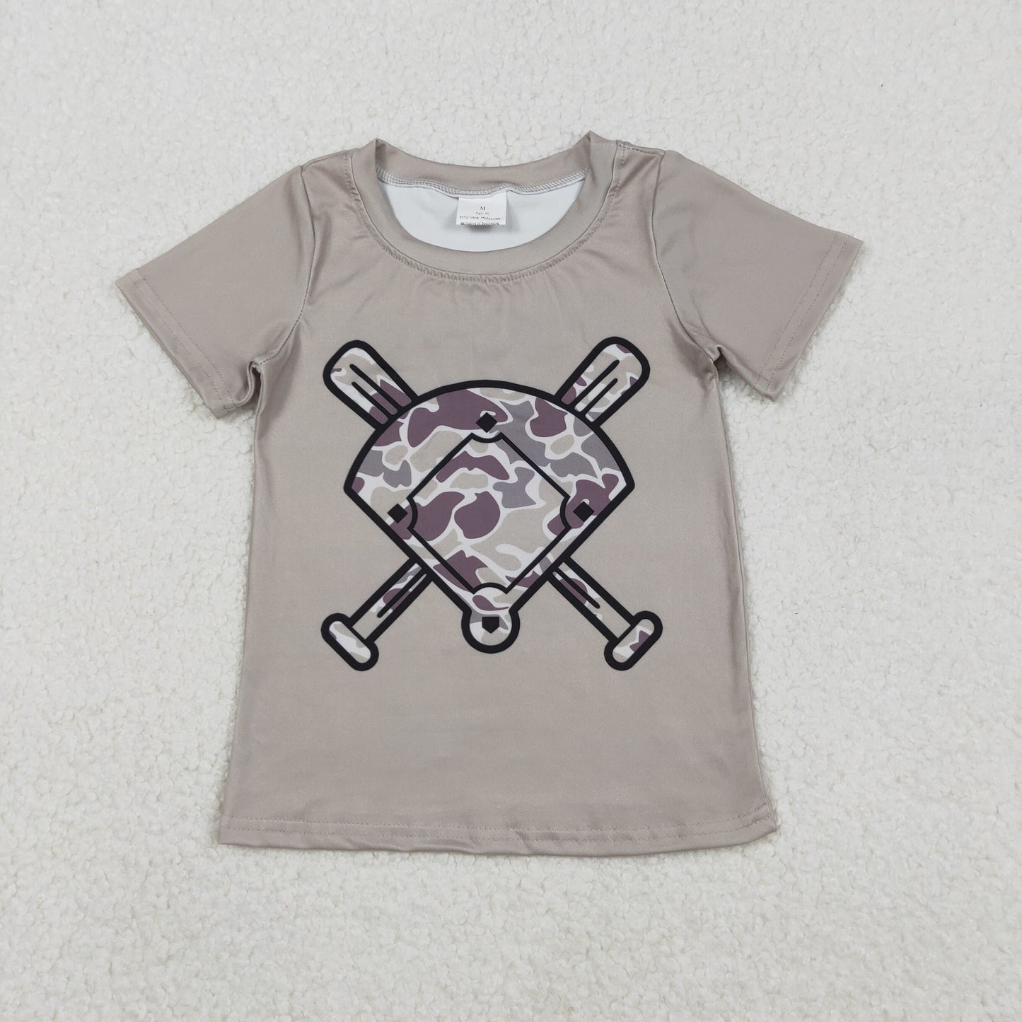Sibling Baby Boys Short Sleeve Camo Baseballs Team T-shirts Top