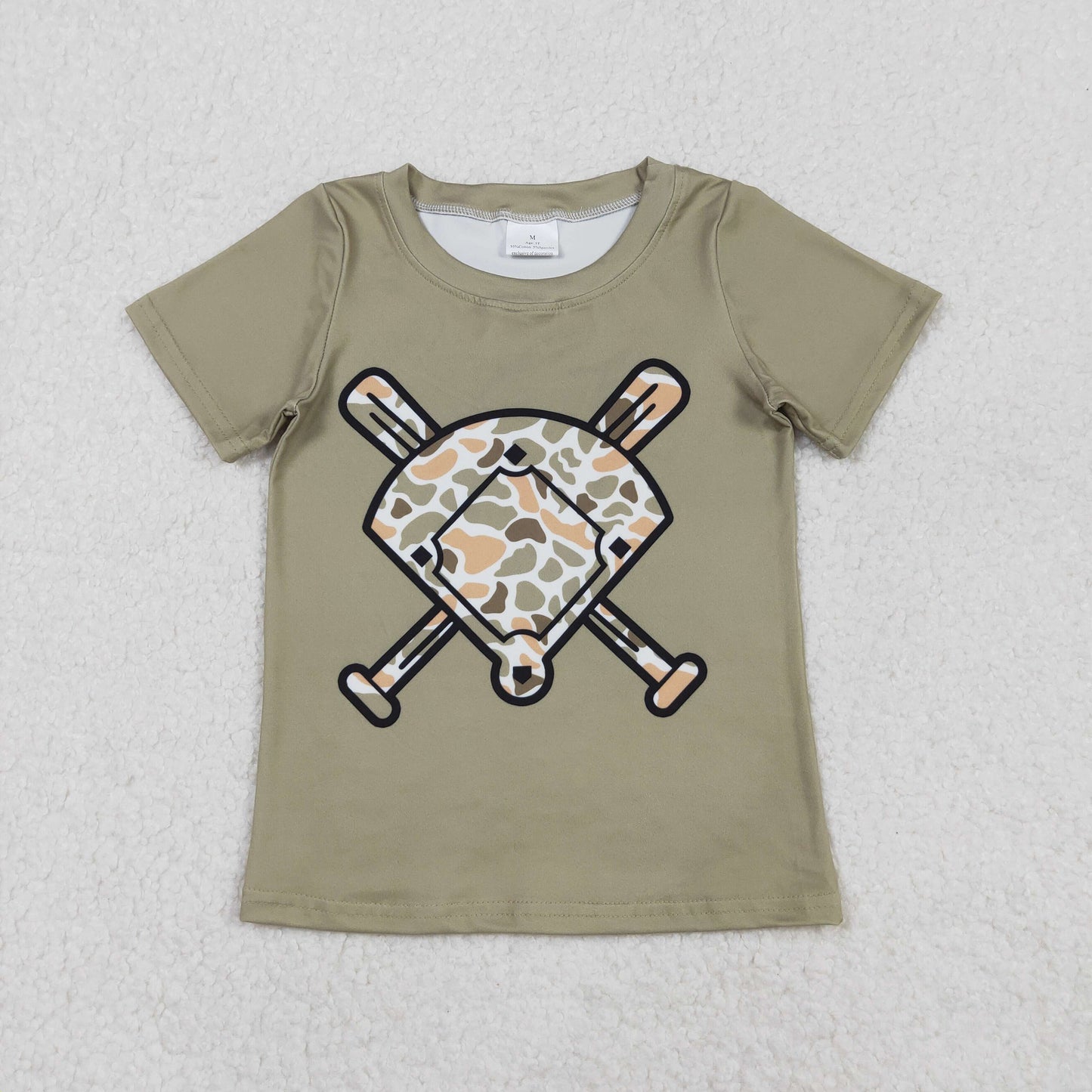 Sibling Baby Boys Short Sleeve Camo Baseballs Team T-shirts Top