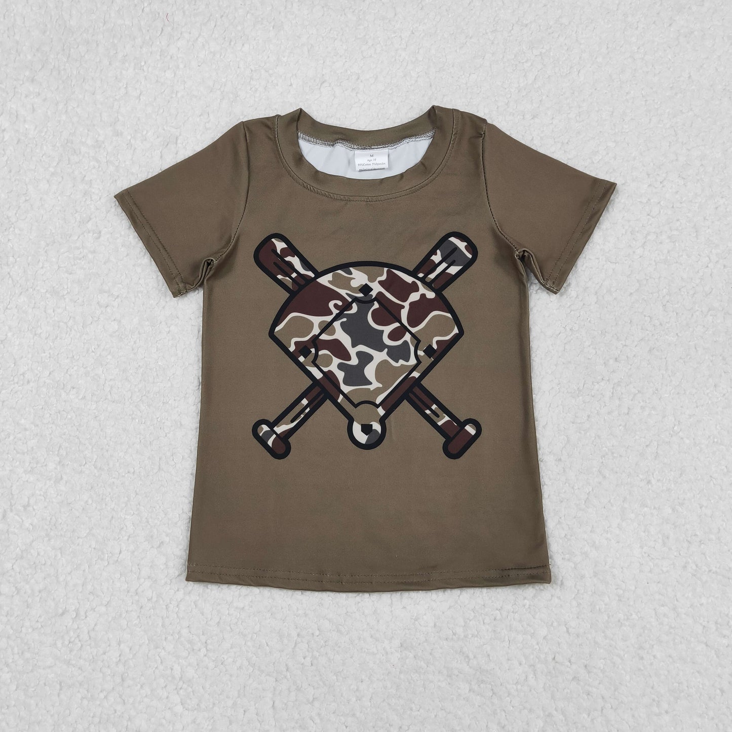 Sibling Baby Boys Short Sleeve Camo Baseballs Team T-shirts Top