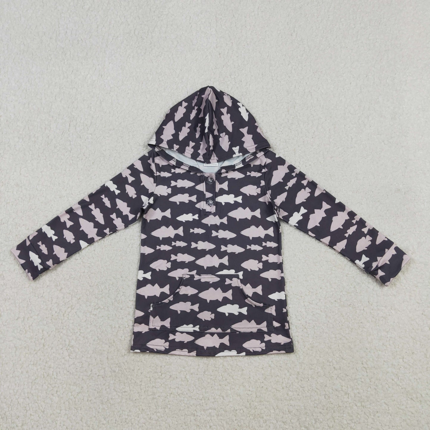 BT1545 Baby Boys Long Sleeve Fishing Hunting Button Pockets Hoodies Top
