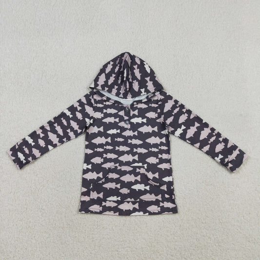 BT1545 Baby Boys Long Sleeve Fishing Hunting Button Pockets Hoodies Top