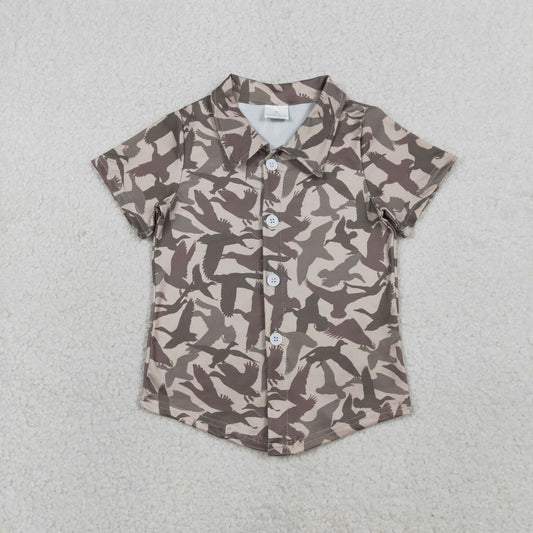 BT1562 Baby Boys Short Sleeve Southern Ducks Camo Hunting Button Shirts Top