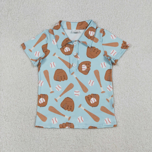 BT1579 Baby Boys Short Sleeve Baseballs Team Button Polo Shirts Top