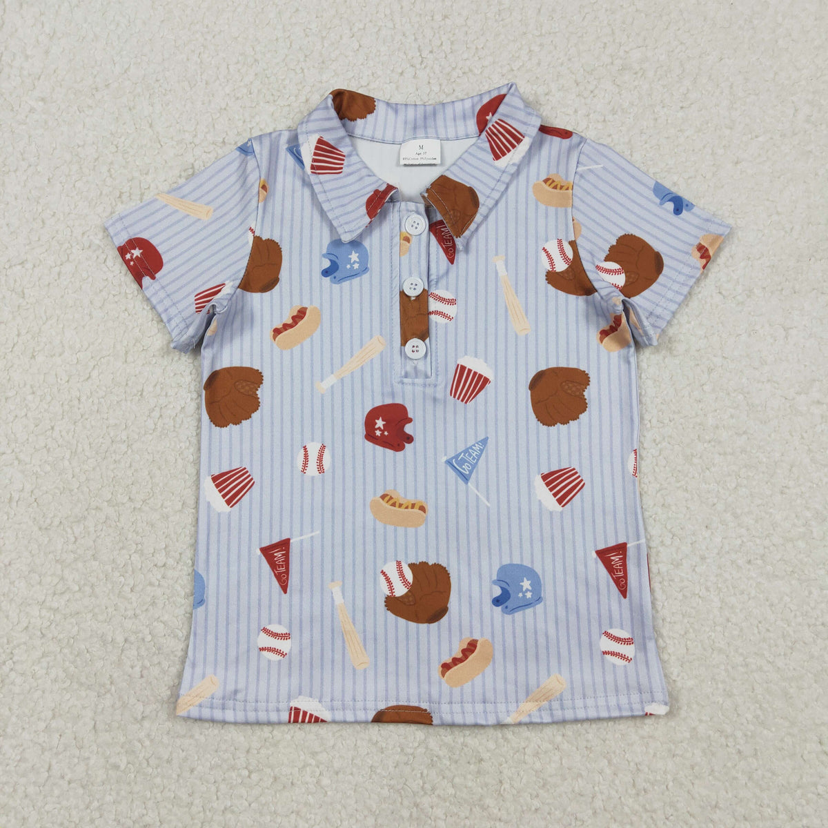 Sibling Baby Boys Short Sleeve Baseballs Footballs Team Button Polo Shirts Top