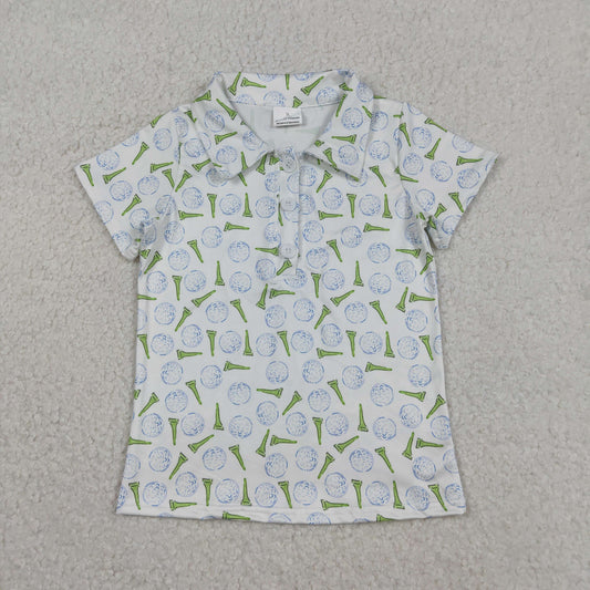 BT1582 Baby Boys Short Sleeve Golf Plaid Button Polo Shirts Top