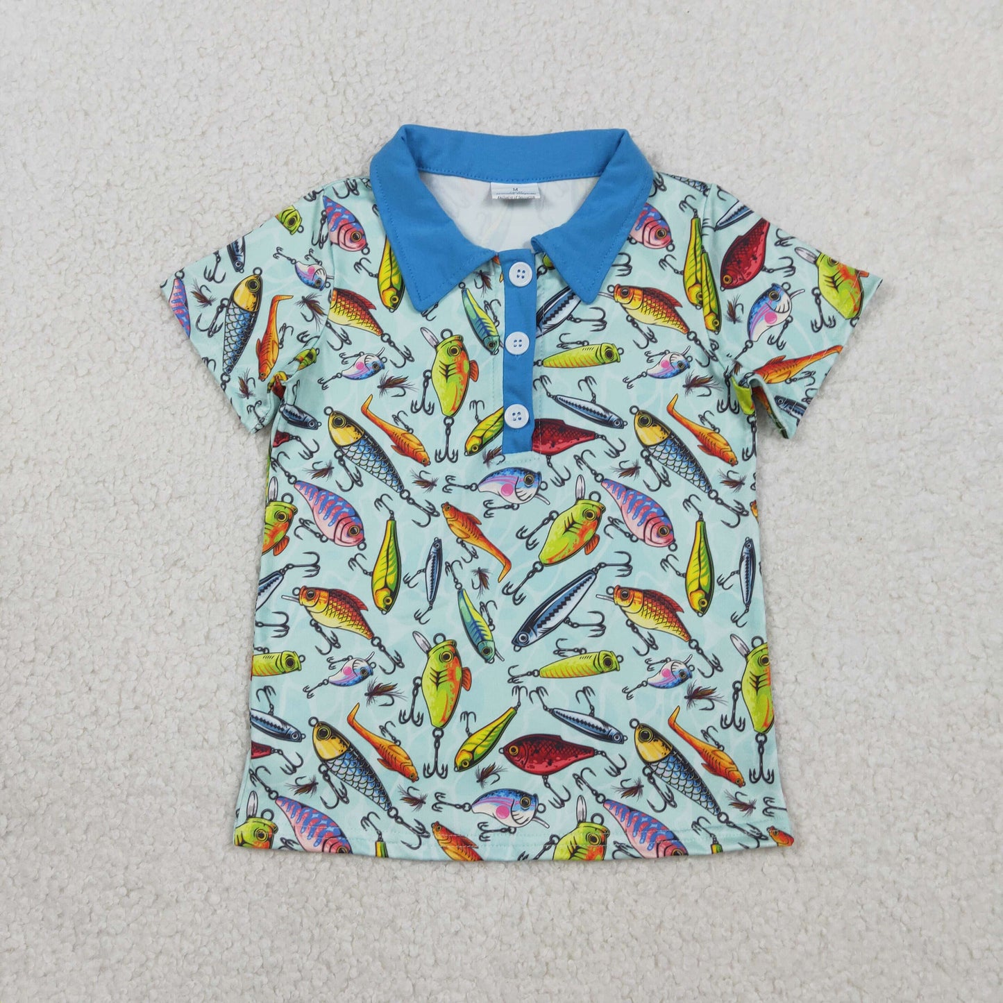 BT1661 Baby Boys Short Sleeve Fishhing Hunting Button Polo Shirts Top