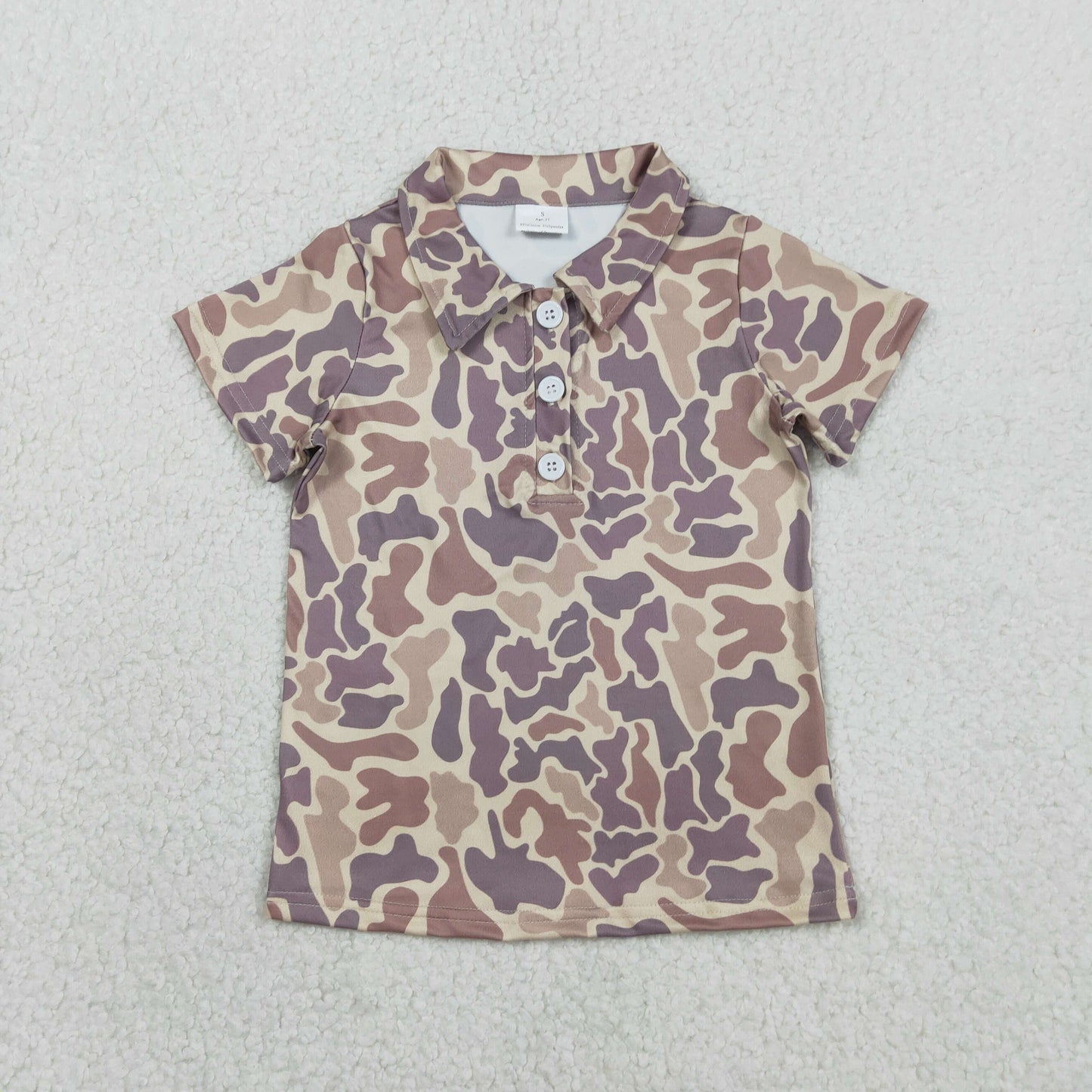 BT1699 Baby Boys Short Sleeve Southern Khaki Camo Button Polo Shirts Top