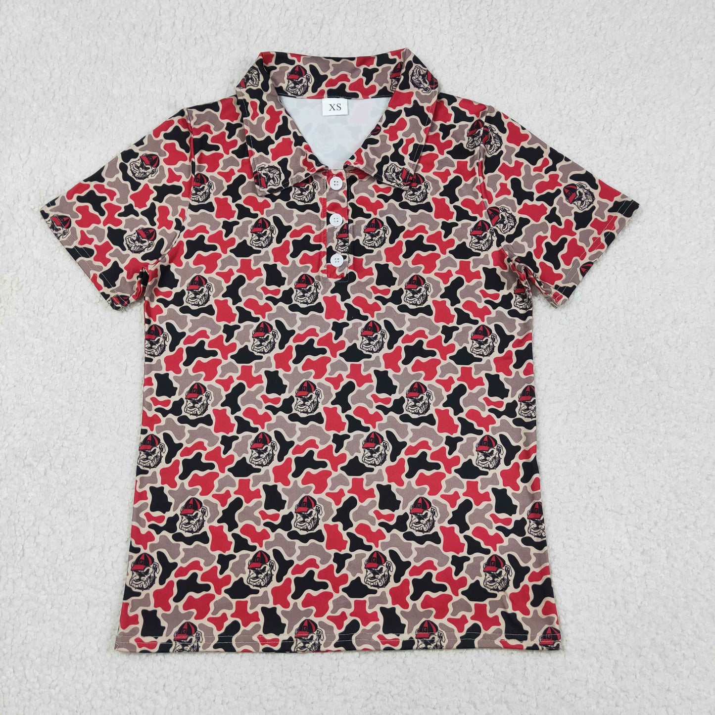 Daddy and Me Boys Southern Camo Bulldogs Team Button Polo Shirts Tops