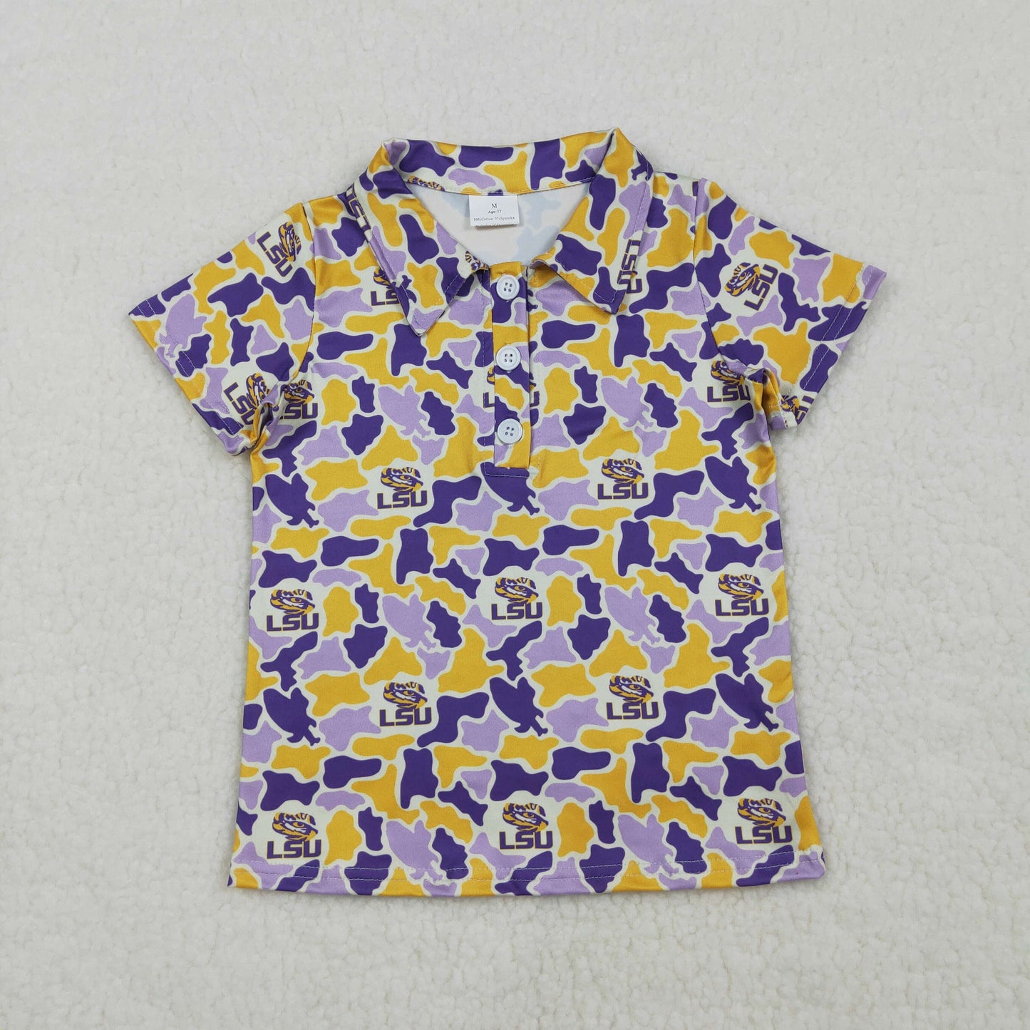 Sibling Baby Boys Short Sleeve Southern Camo Team Button Polo Shirts Top