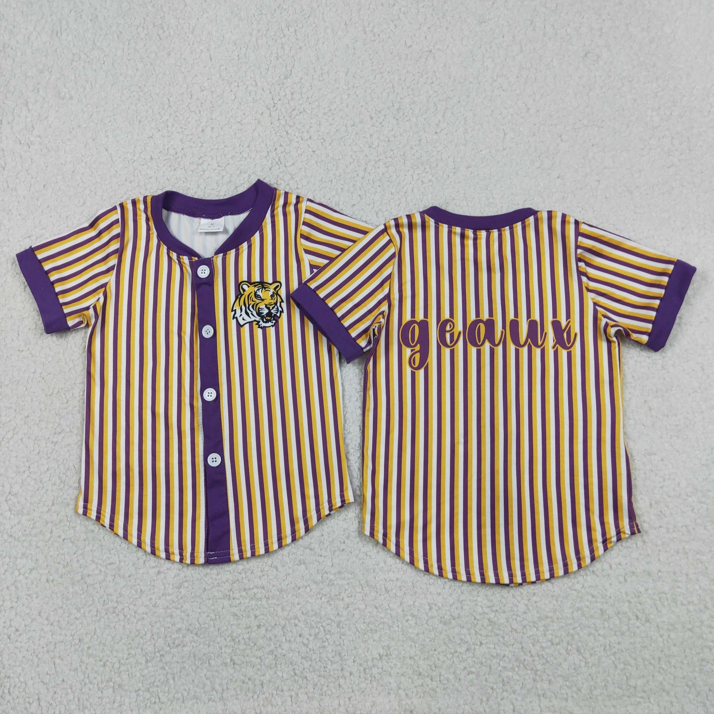 Sibling Baby Boys Short Sleeve Stripe Team Button T-shirts Top
