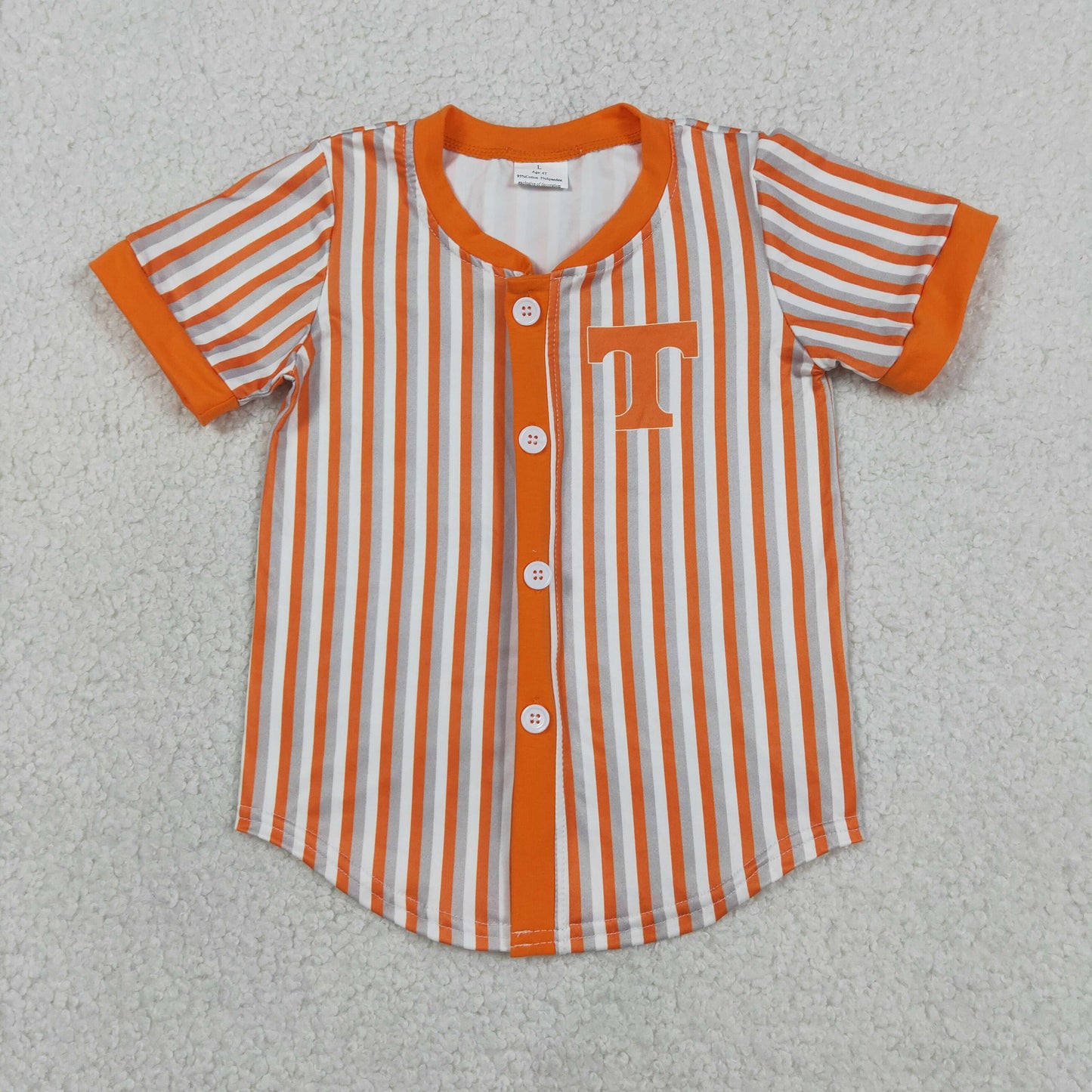 Sibling Baby Boys Short Sleeve Stripe Team Button T-shirts Top