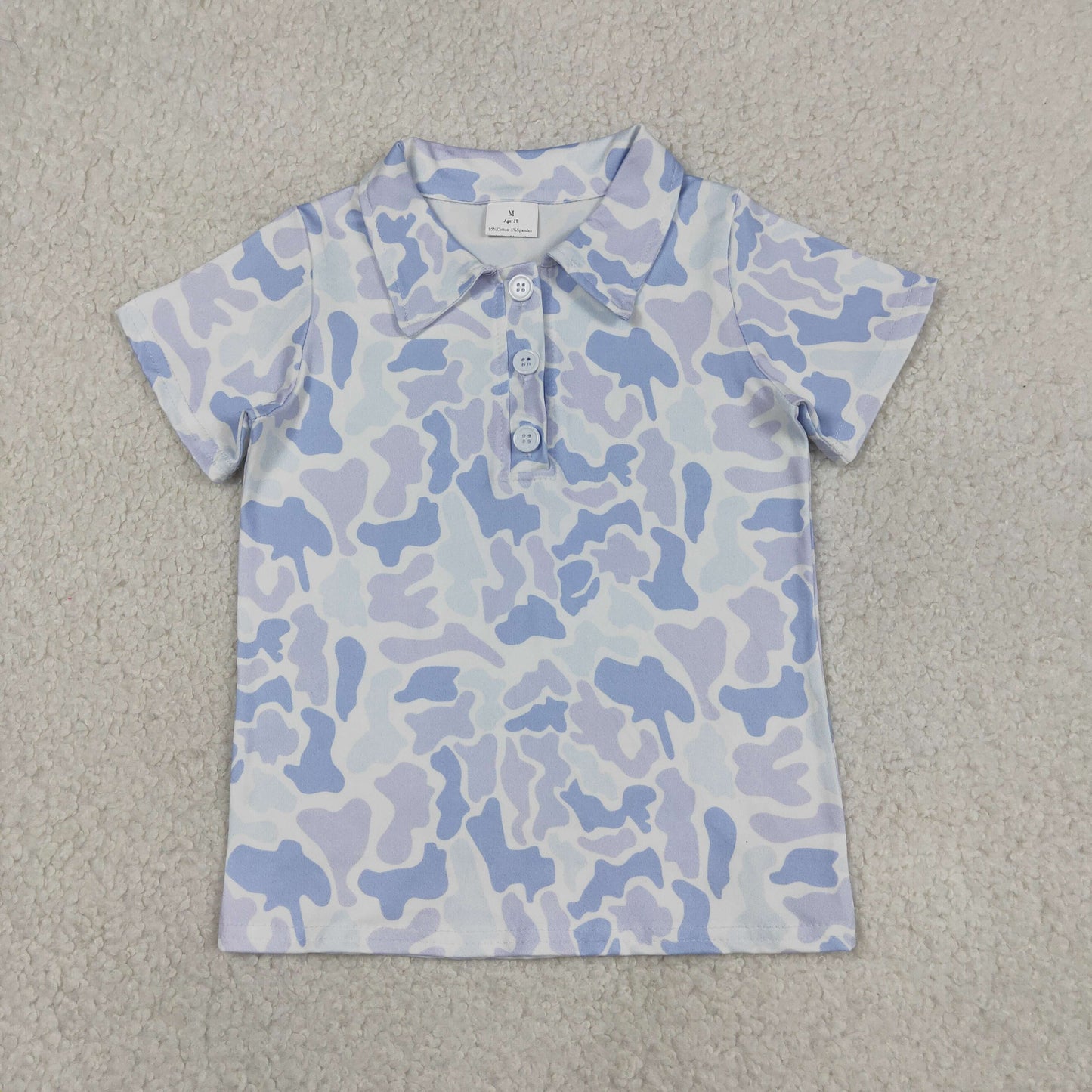 Sibling Baby Boys Dog Fishing Light Blue Camo Polo Top Pockets Shorts Hunting Clothes Set
