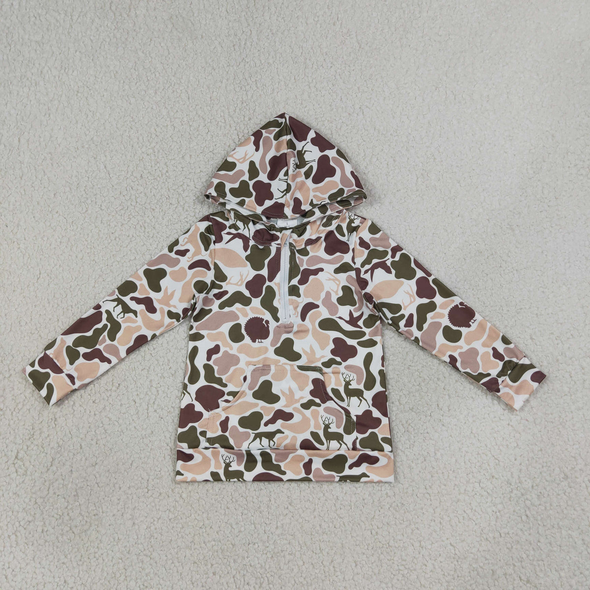 Mama and Me Boys Long Sleeve Southern Camo Zip Pockets Hoodies Top