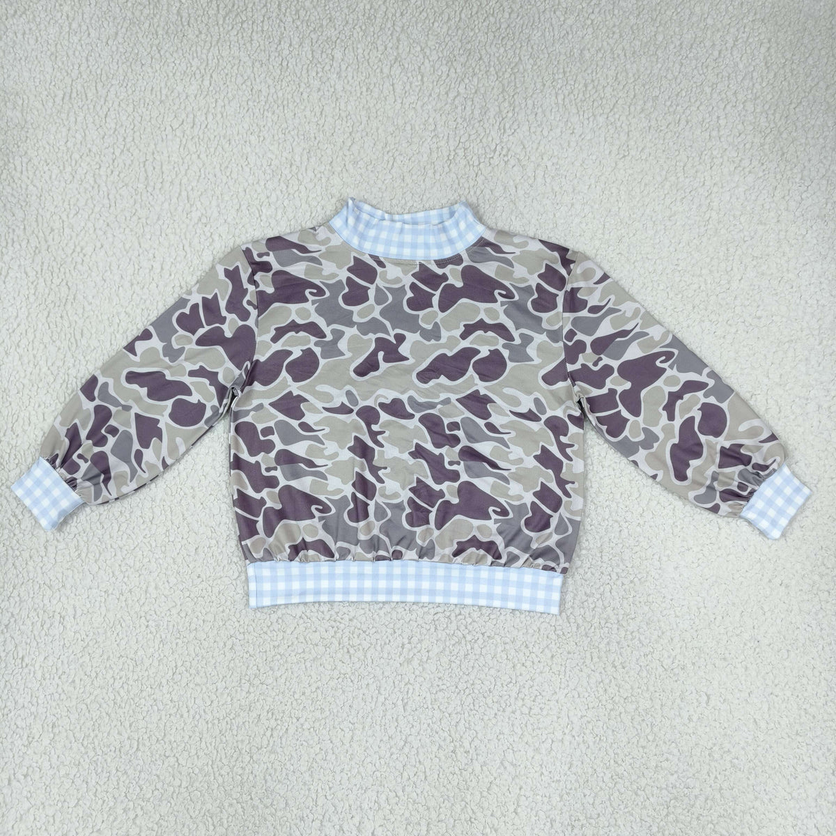 Sibling Baby Boys Girls Long Sleeves Grey Khaki Camo Choker Tops Pants Clothes Sets