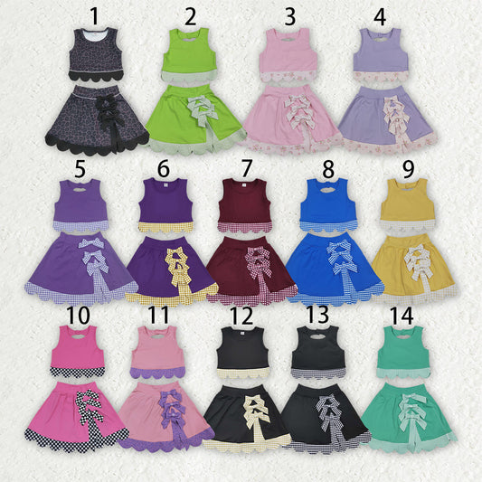 Sibling Baby Girls Sleeveless Vests Skirt Short Yoga Active Scallop Clothes Sets