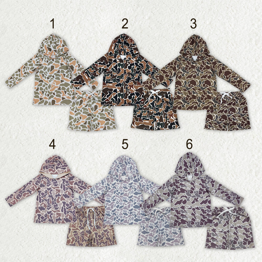 Sibling Baby Boys Long Sleeve Southern Camo Hoodie Top Pockets Shorts Clothes Sets