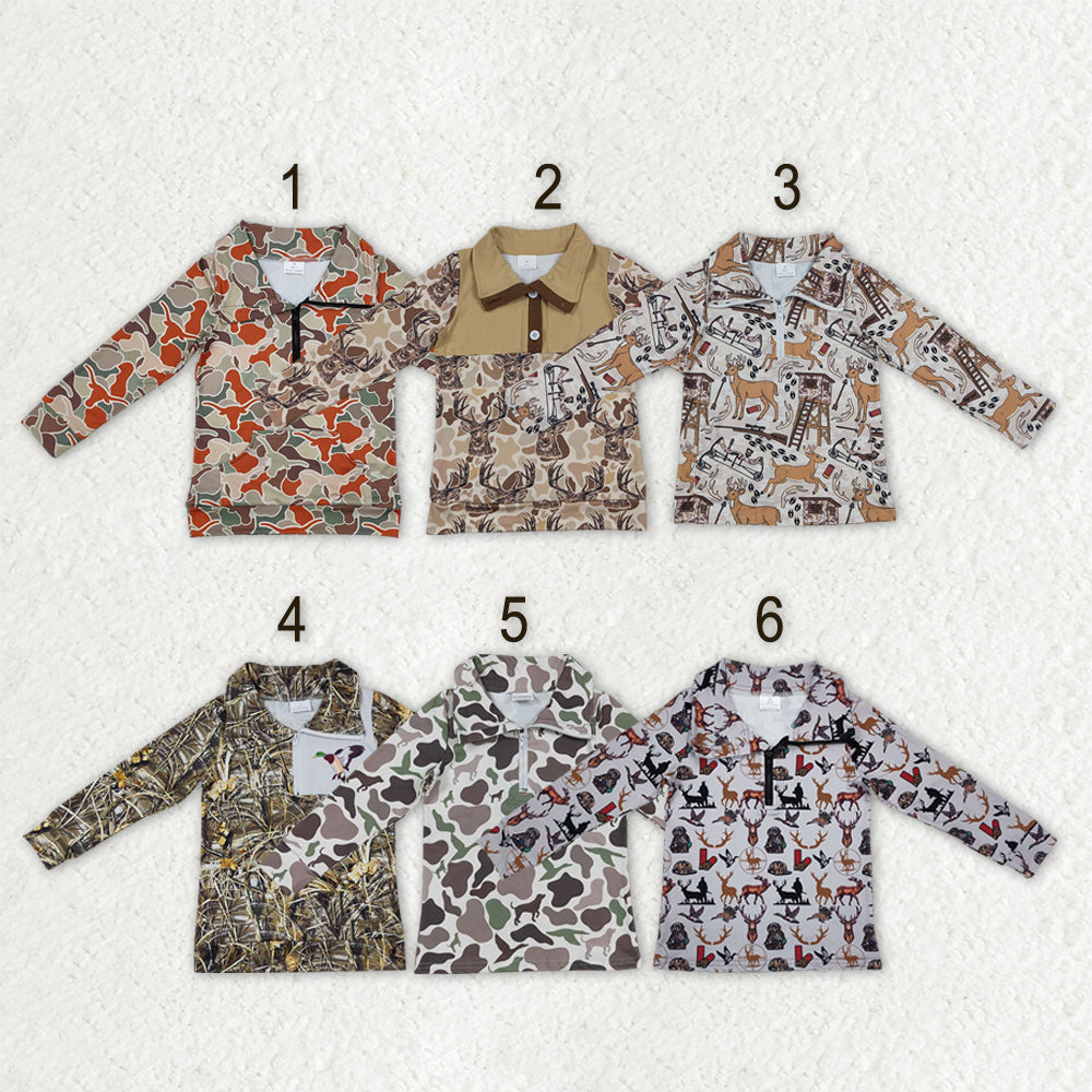Sibling Baby Boys Long Sleeve Camo Ducks Cows Hunting Zip Pullovers Top