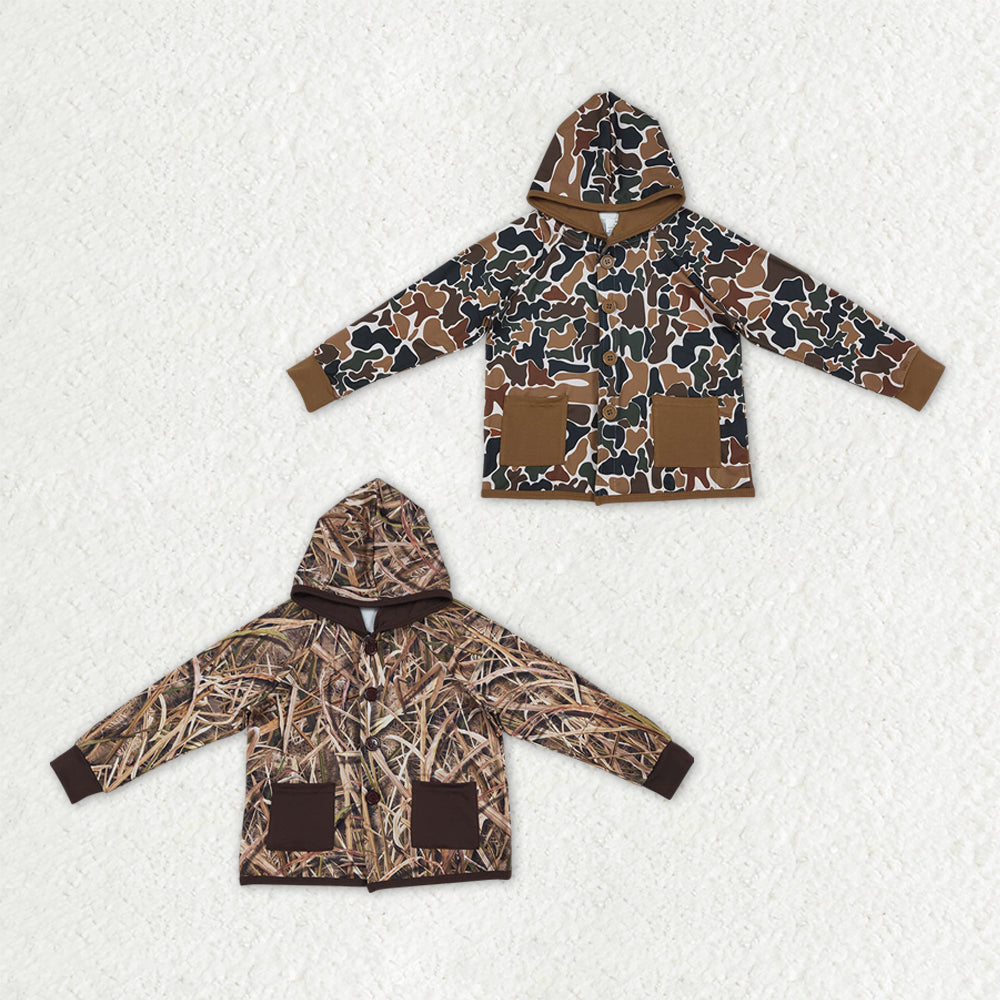Sibling Baby Boys Long Sleeve Pockets Button Hoodie Jackets Top