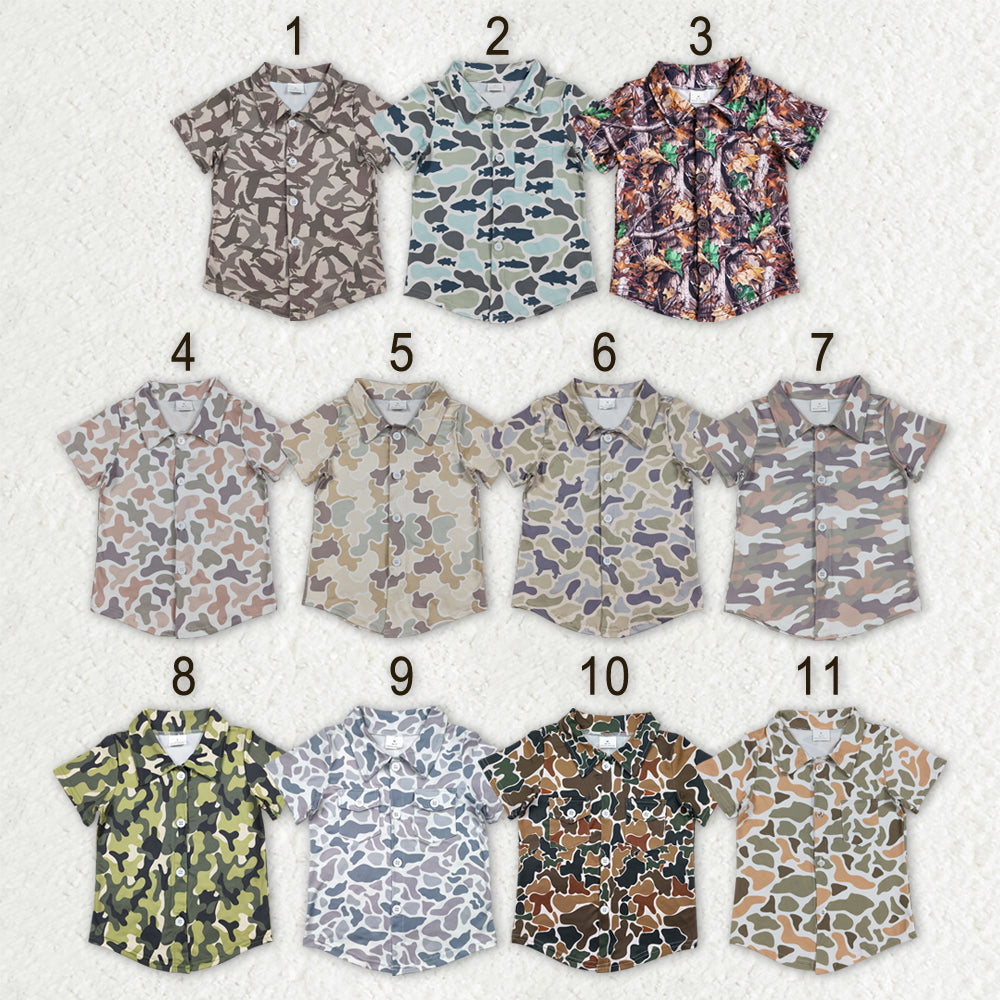 Sibling Baby Boys Southern Camo Short Sleeves Button Pockets Shirts Tops