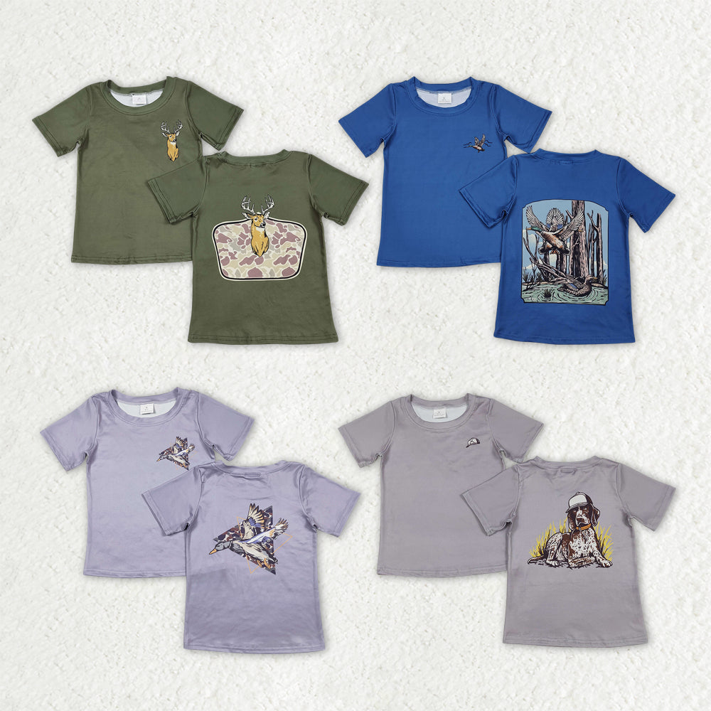 Sibling Baby Boys Short Sleeves Camo Deer Ducks Dogs Hunting T-shirts Top