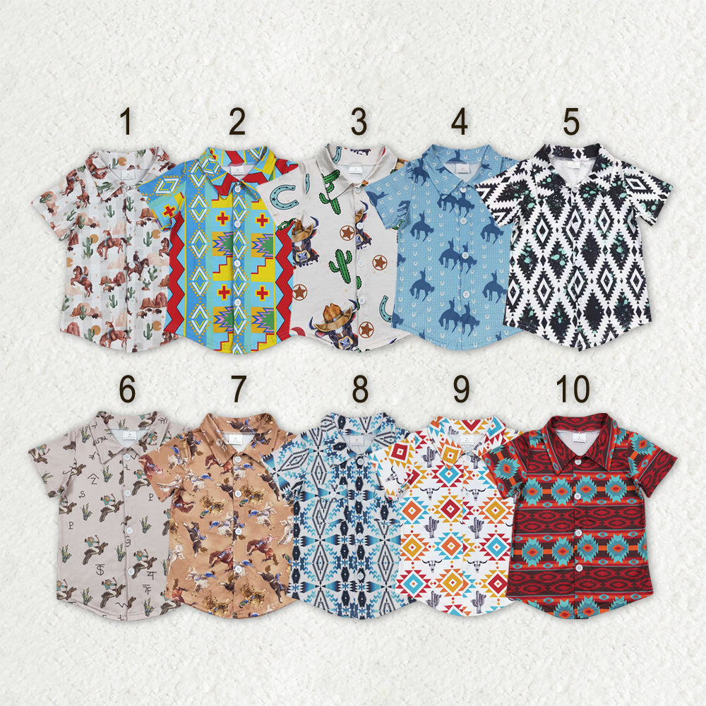 Sibling Baby Boys Short Sleeve Western Button Shirts Top