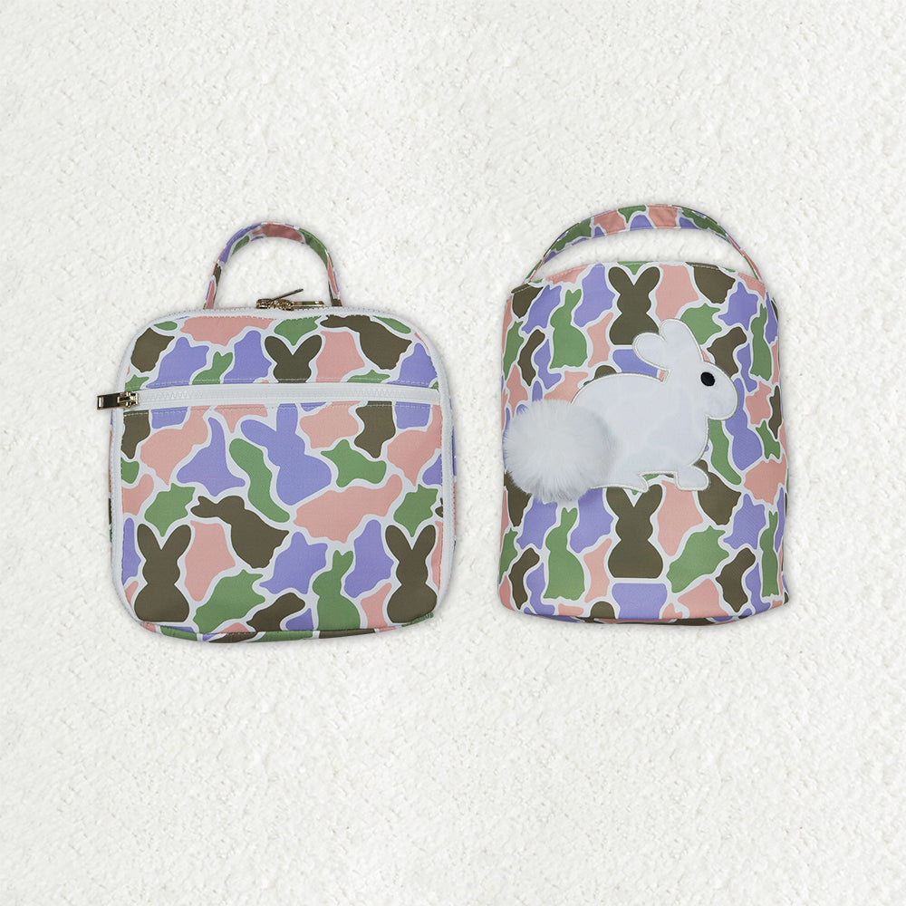 Sibling Kids Easter Rabbits Camo Lunch Box Basket Bags