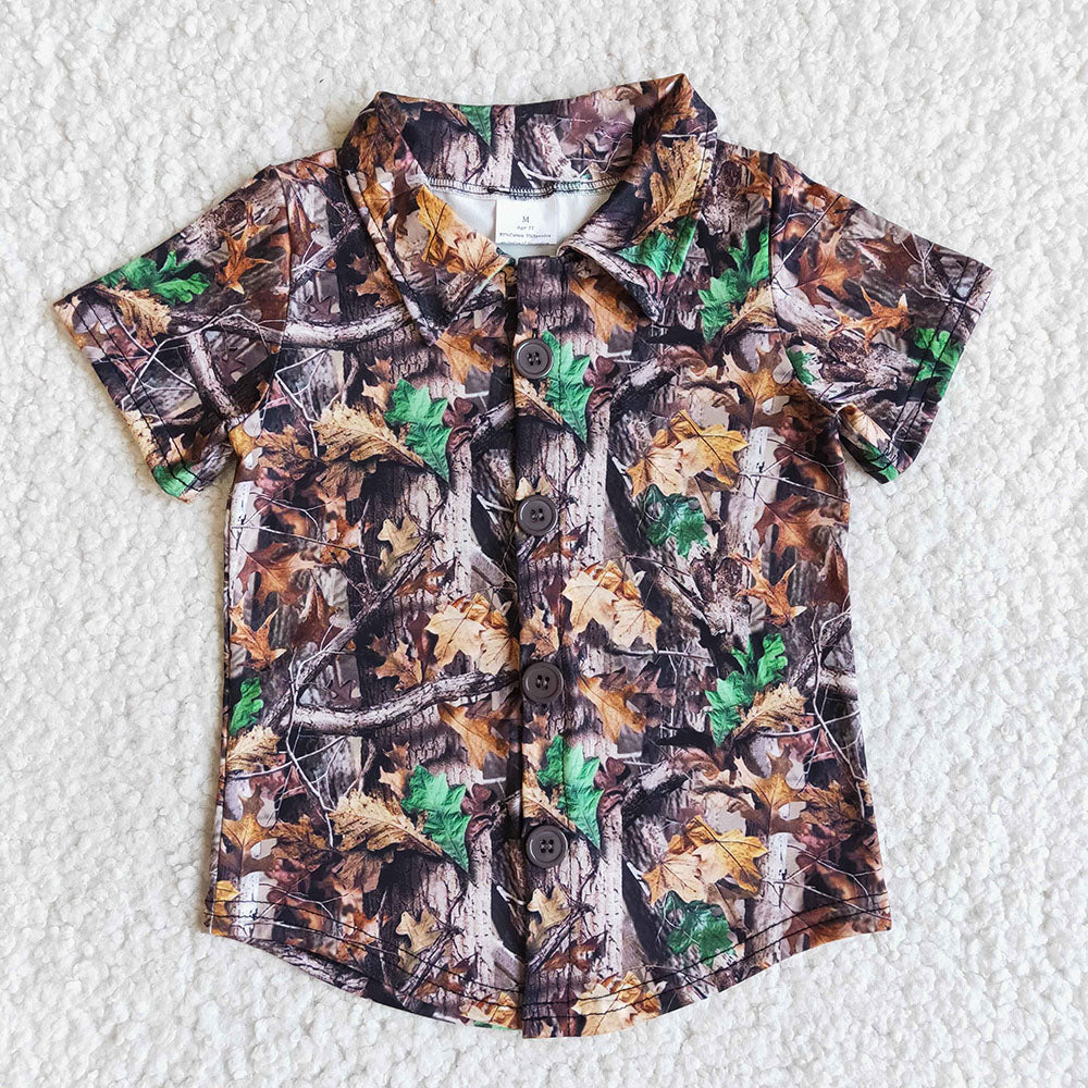 E11-15 boy clothes real tree camouflage summer button up shirts tops