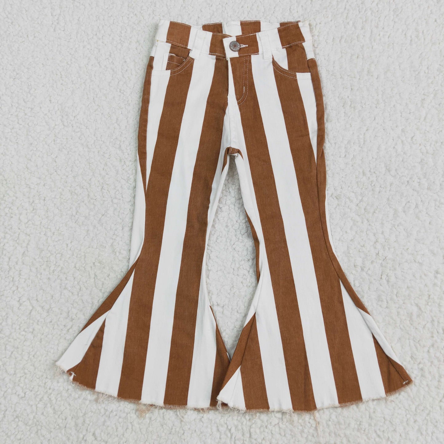 Sibling Baby Girls Colorful Stripes Bell Bottom Denim Jeans Pants