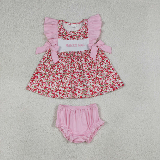 GBO0500 Embroidery Mama's Girl Flowers Tunic Bummies Clothes Sets