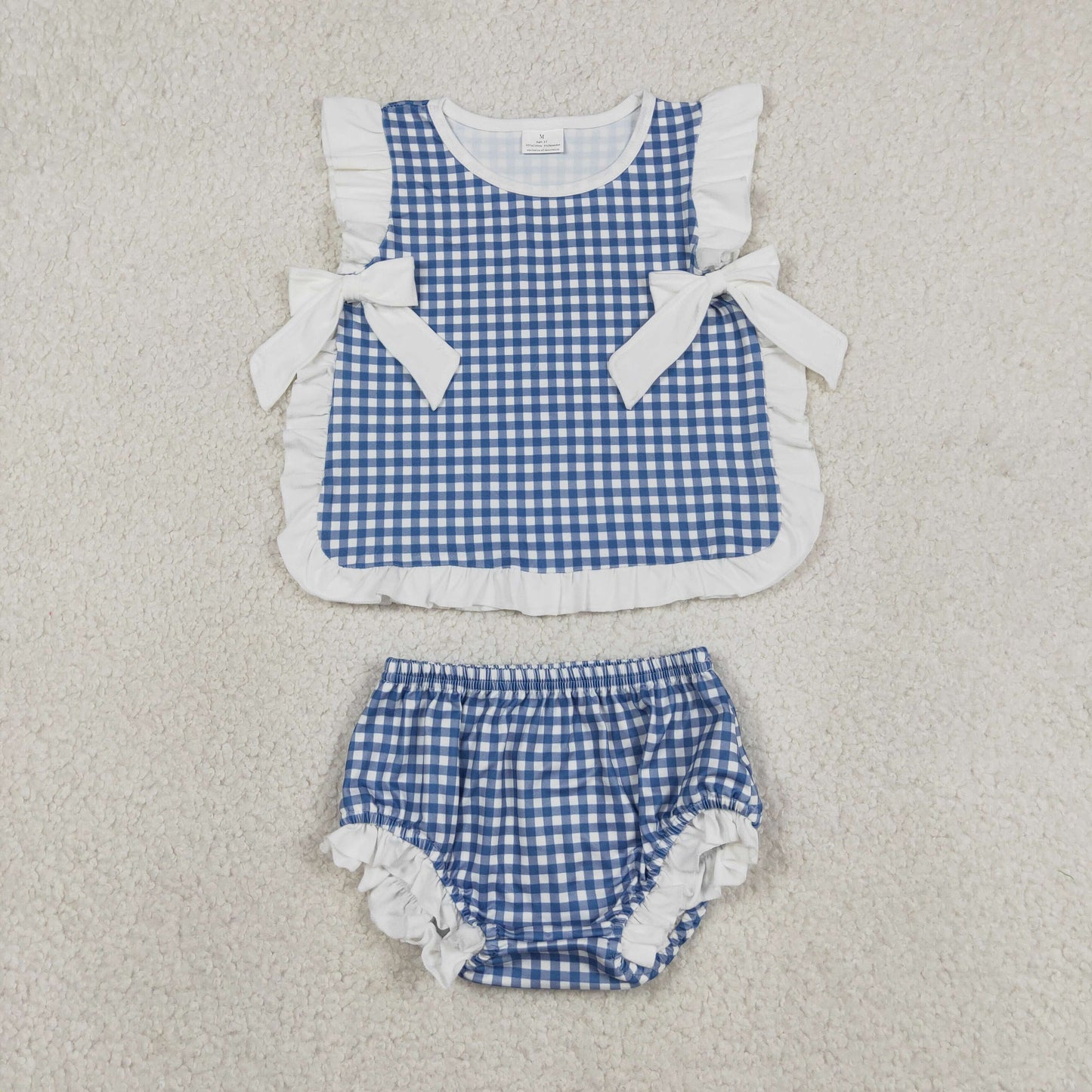 Sibling Baby Boys Girls Bows Checkered Tunic Bummies Clothes Sets