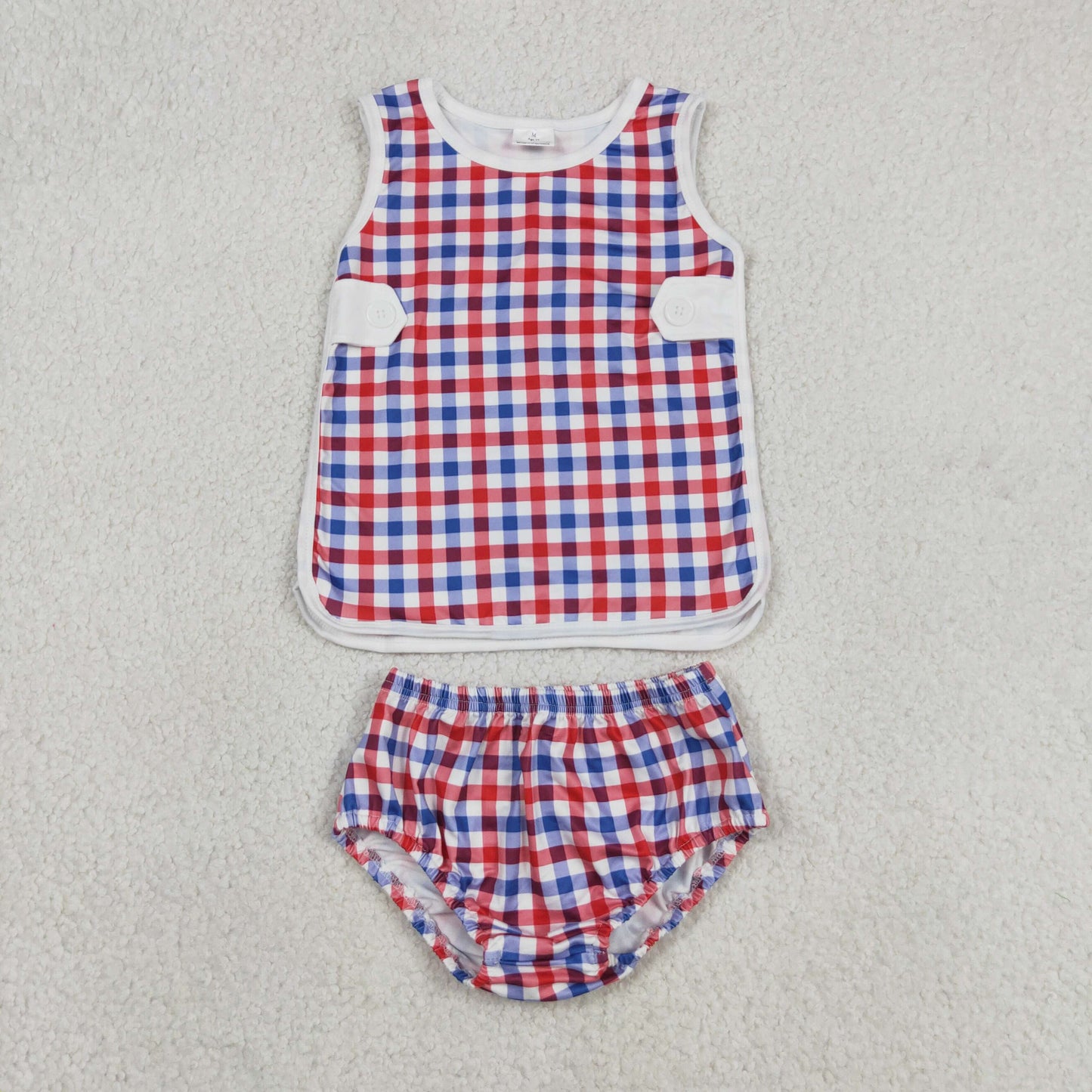 Sibling Baby Boys Girls Bows Checkered Tunic Bummies Clothes Sets