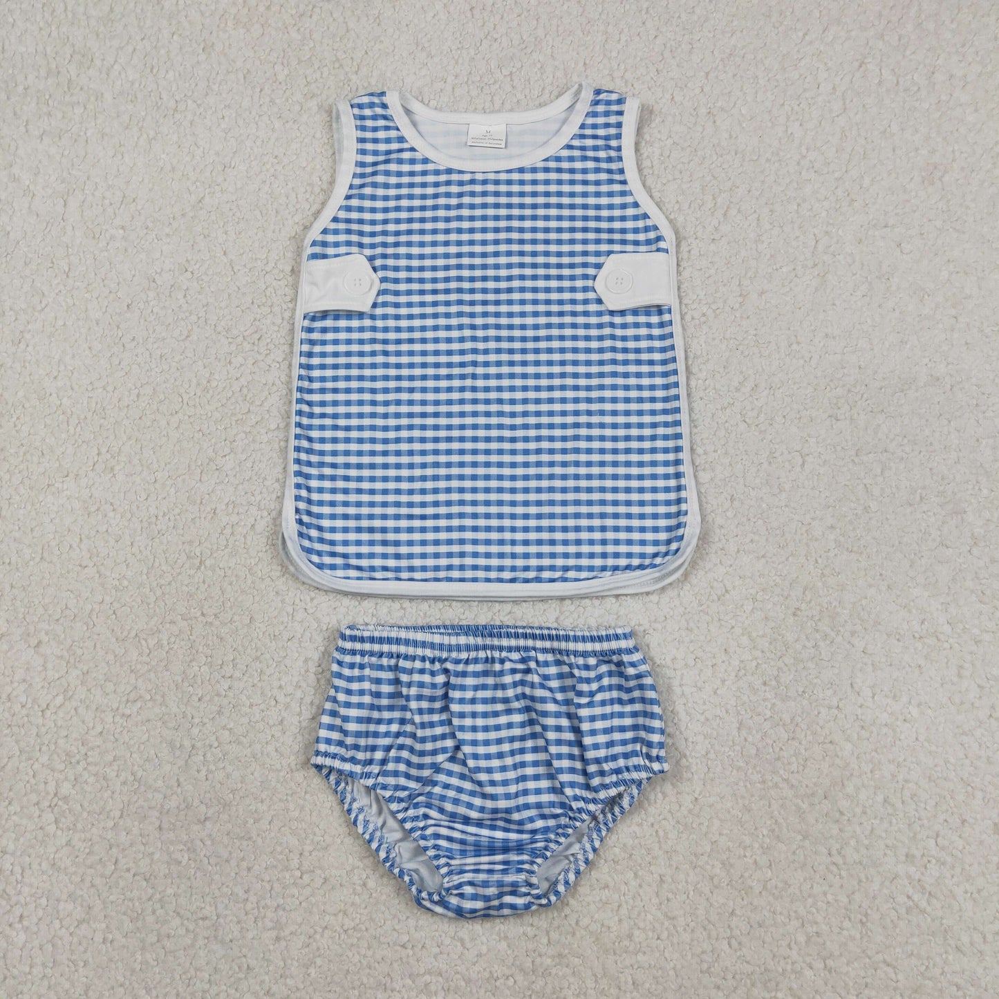 Sibling Baby Boys Girls Bows Checkered Tunic Bummies Clothes Sets