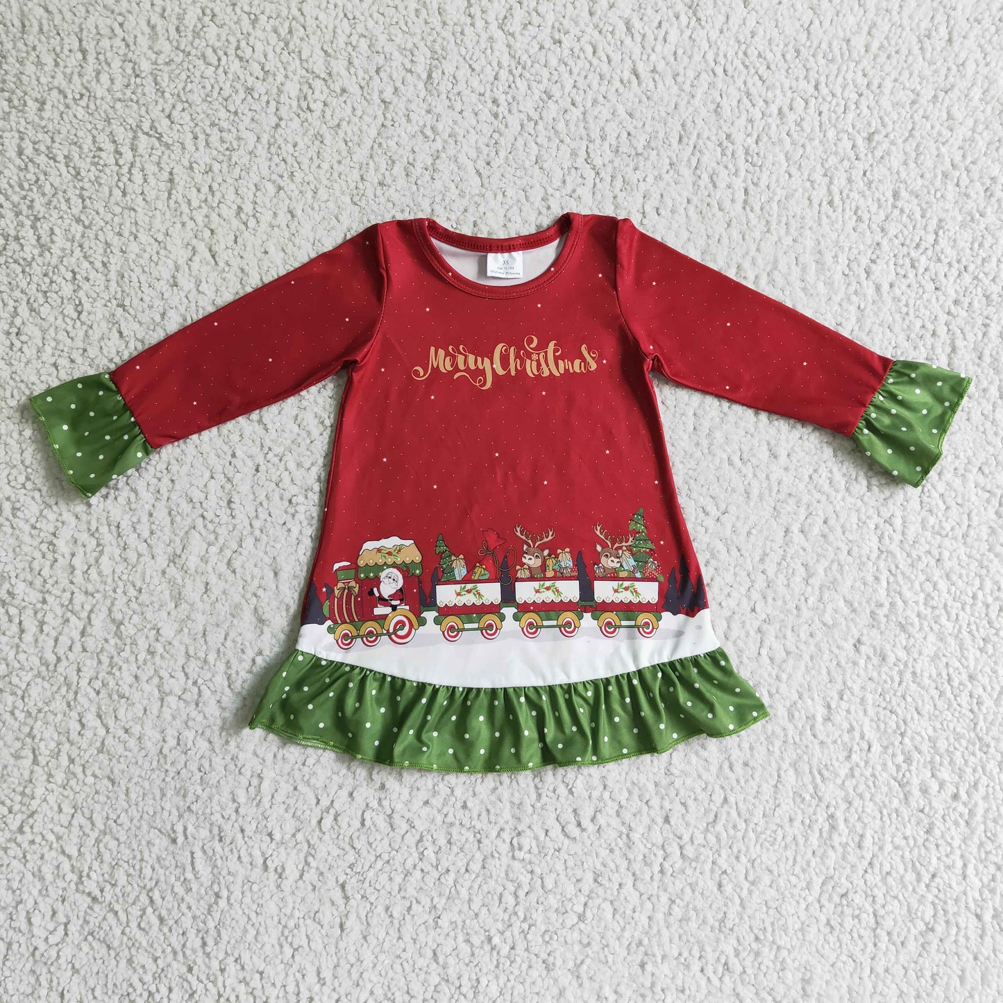 Sibling Baby Girls Deer Plaid Button Pockets Christmas Ruffle Knee Length Dresses