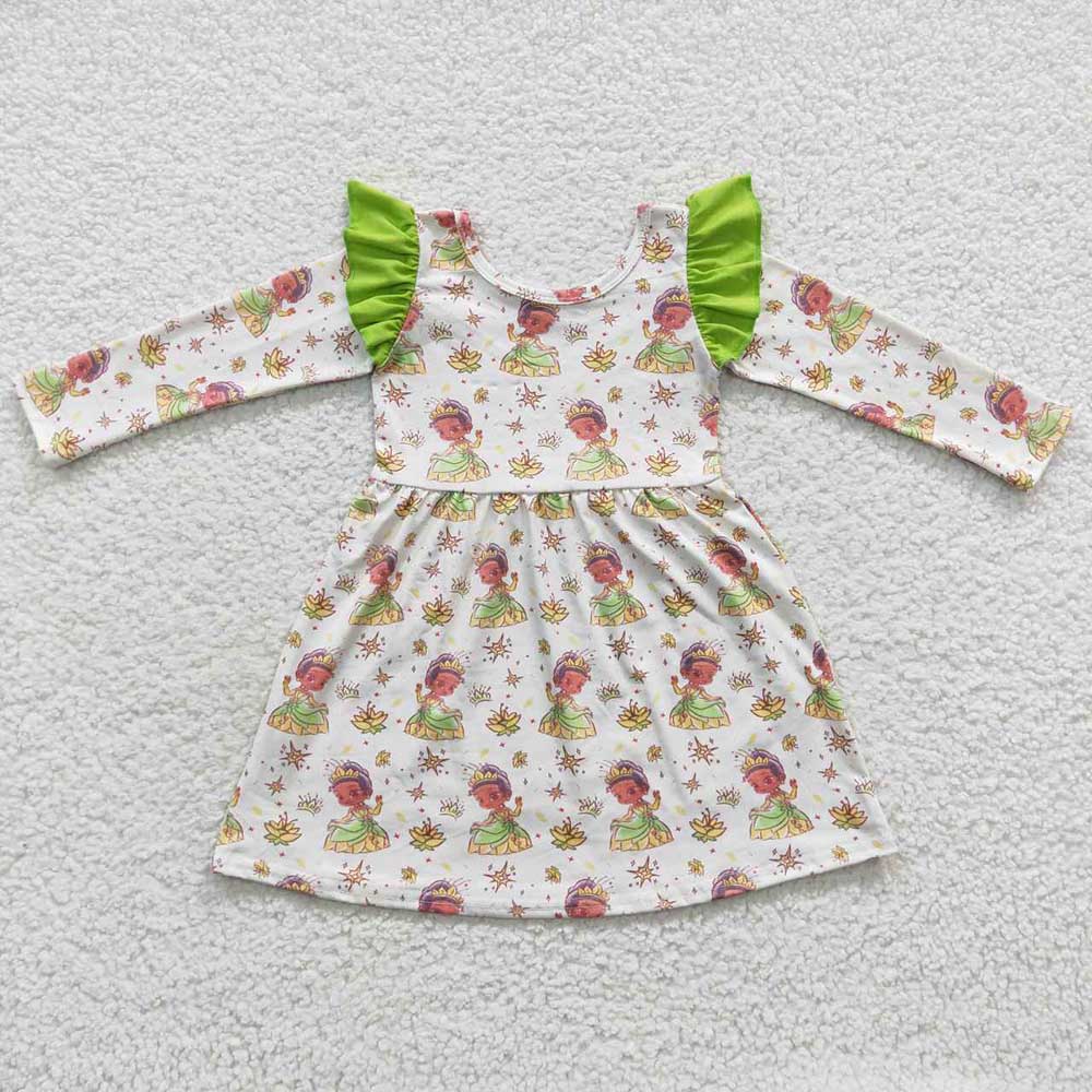 Sibling Baby Girls Princess Ruffle Long Sleeve Dresses