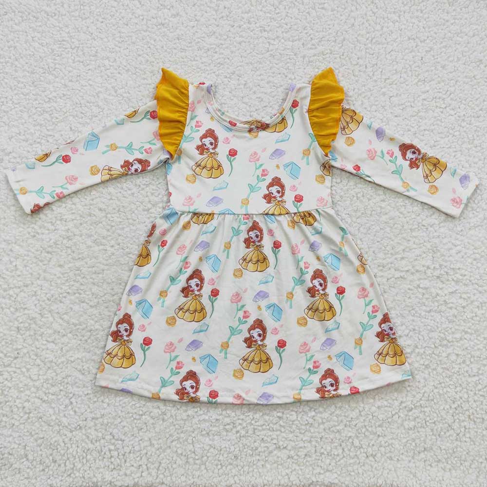 Sibling Baby Girls Princess Ruffle Long Sleeve Dresses