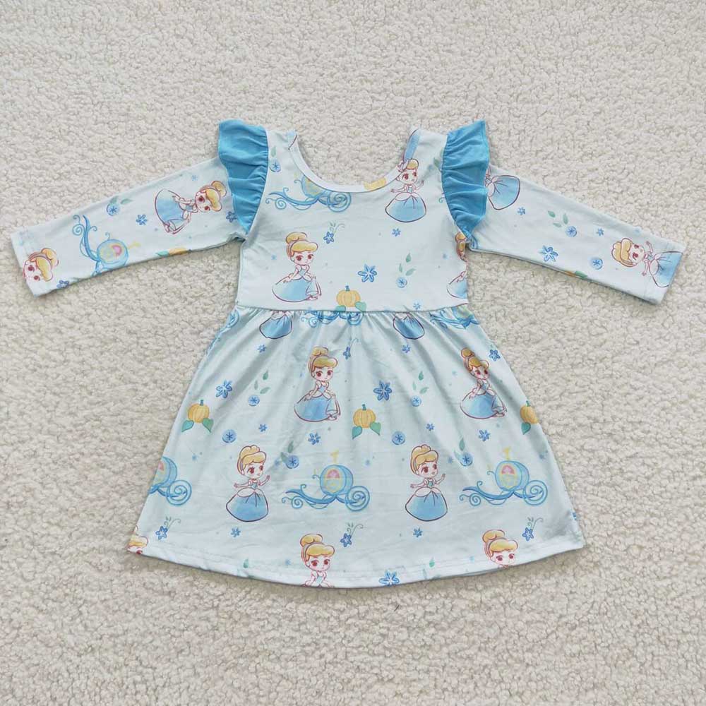 Sibling Baby Girls Princess Ruffle Long Sleeve Dresses