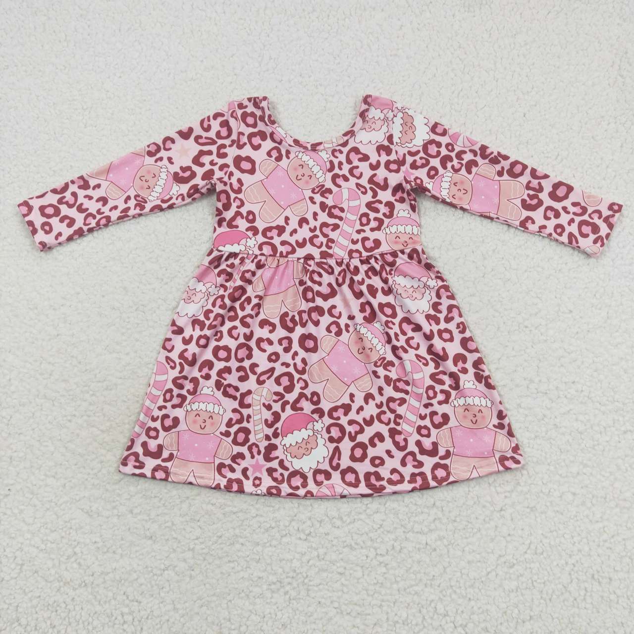 Sibling Baby Girls Gingerbread Candy Cane Christmas Ruffle Knee Length Dresses