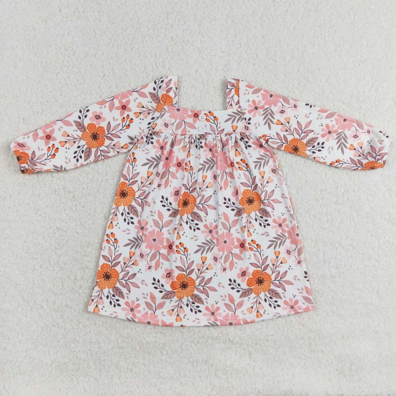 Sibling Baby Girls Flowers Plaid Long Ruffle Sleeve Knee Length Dresses