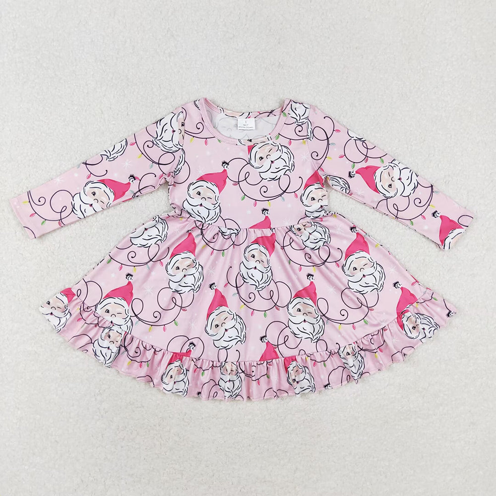 Sibling Baby Girls Santa Candy Cane Plaid Christmas Ruffle Knee Length Dresses