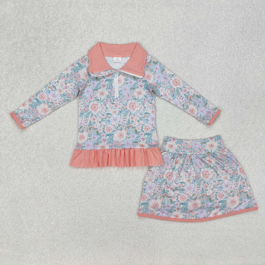 GLD1010  baby girl clothes floral toddler girl skirt outfit