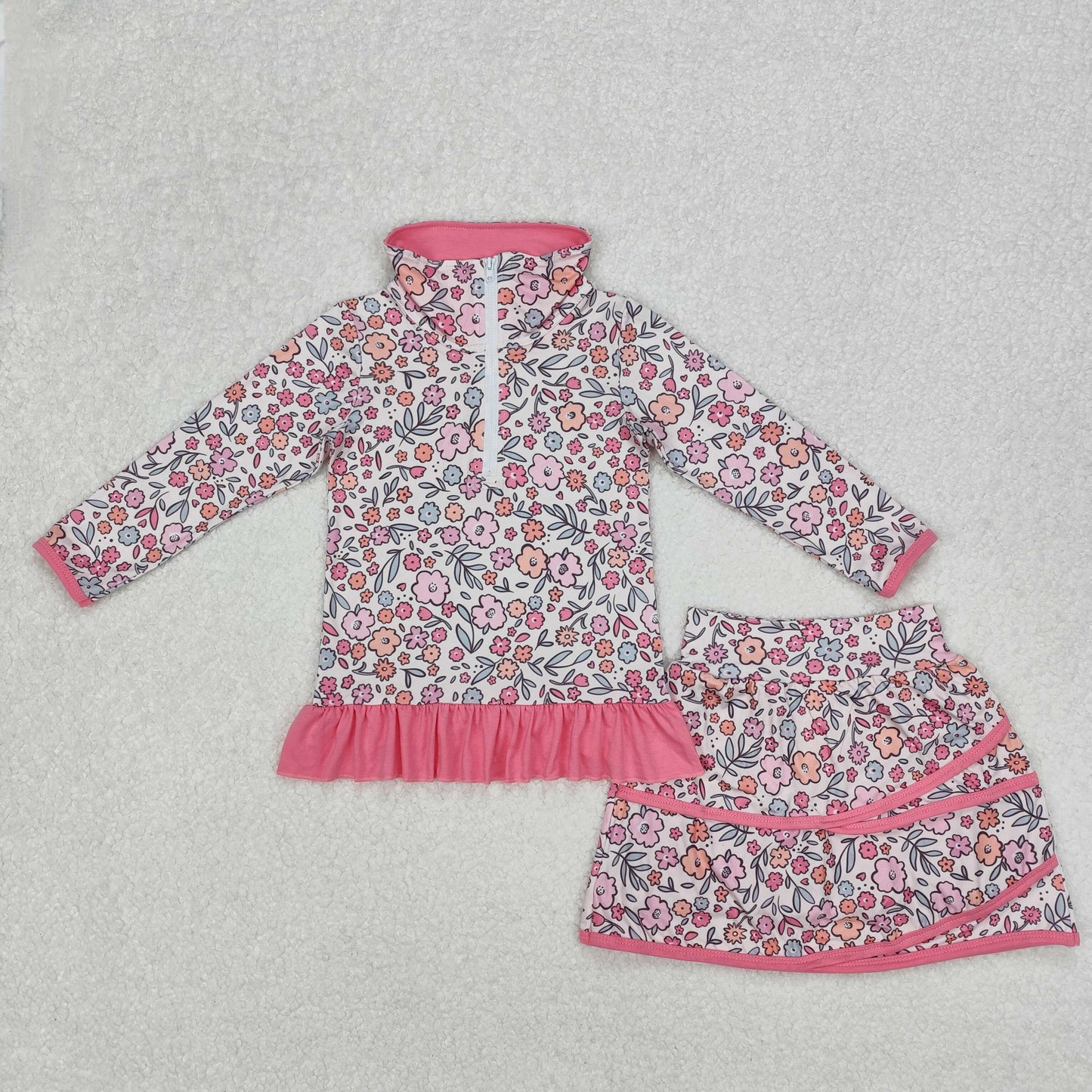 GLD1011   baby girl clothes floral toddler girl skirt outfit
