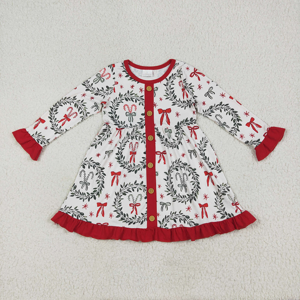 Sibling Baby Girls Christmas Green Red Bows Rompers Dresses