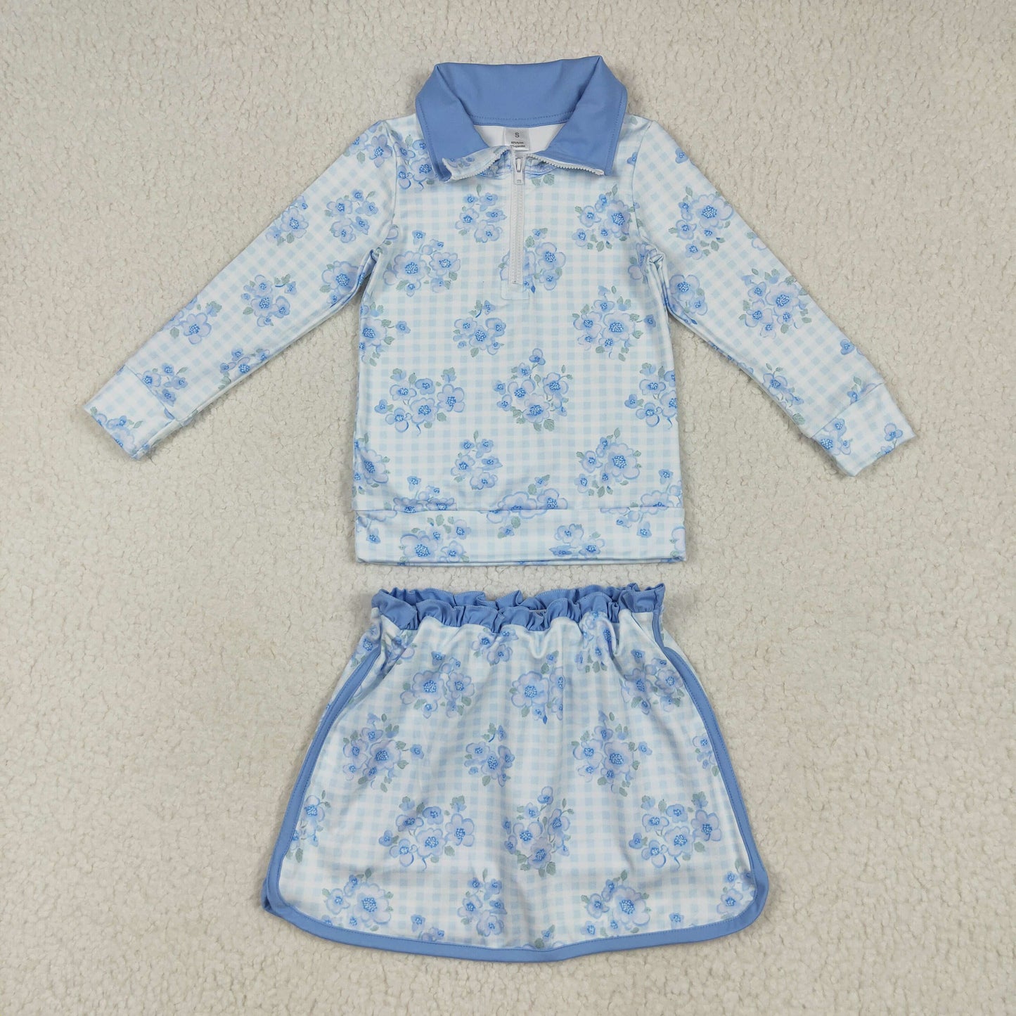 Sibling Baby Girls Zipper Pullovers Shirts Top Floral Skorts Yoga Sets