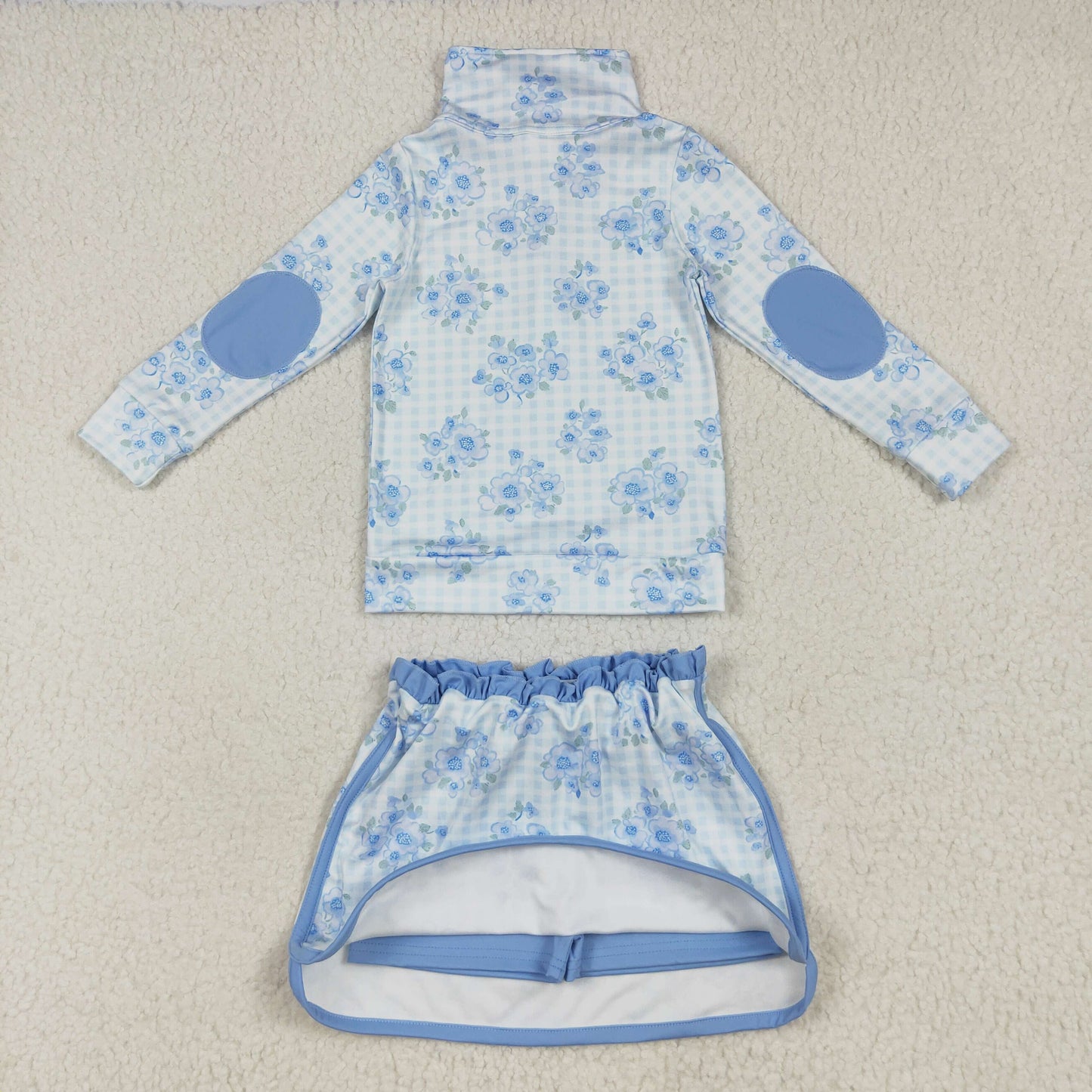 Sibling Baby Girls Zipper Pullovers Shirts Top Floral Skorts Yoga Sets